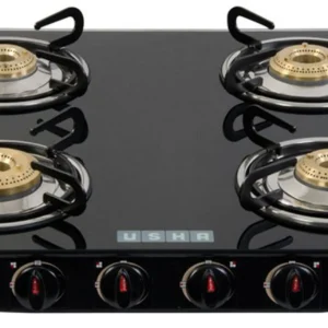 USHA Ebony GS4 001 Glass Manual Gas Stove (4 Burners)